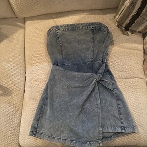 Flying Tomato Blue Strapless Romper